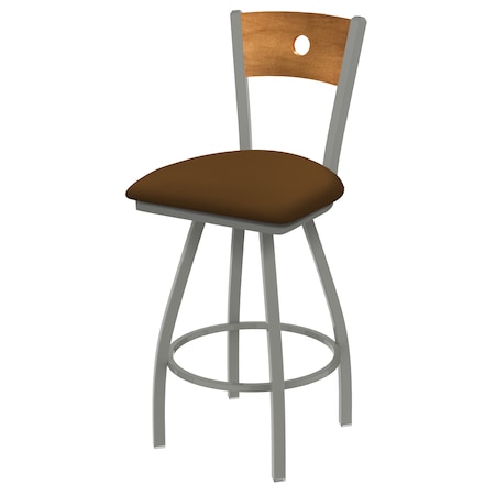 Holland Bar Stool Co 30" Swivel Counter Stool, Nickel Finish, Med Back, Canter Thatch Seat X830